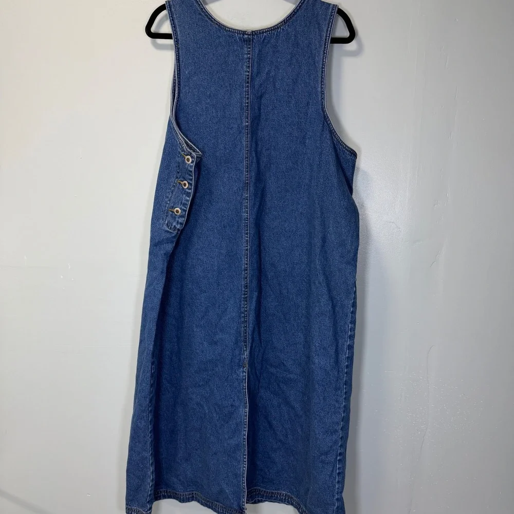 VTG Carolina Plus Blues Denim Safari Embroidered Jumper Dress 18W Blue Cotton